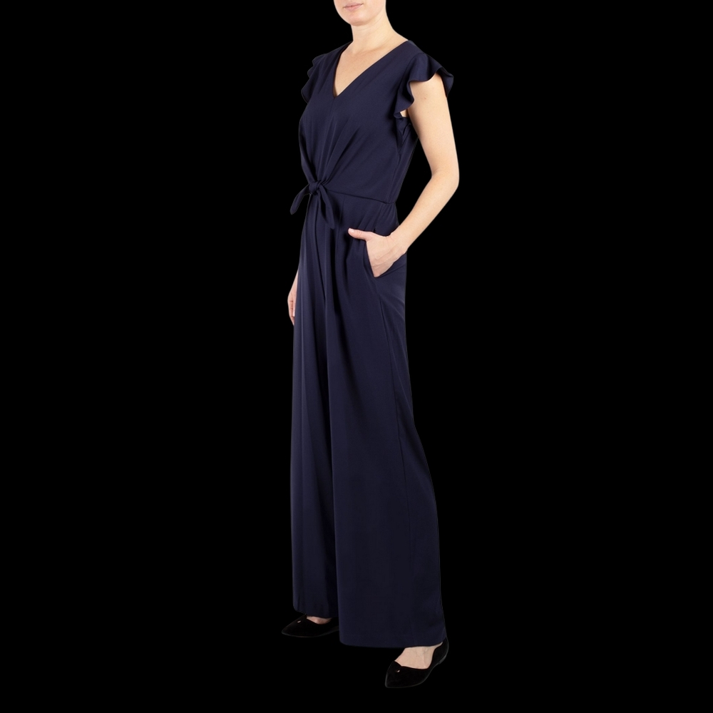 NWT - Julia Jordan Navy Flutter Sleeve Jumpsuit w Tie Front Waist - Size 16. - Picture 2 of 12